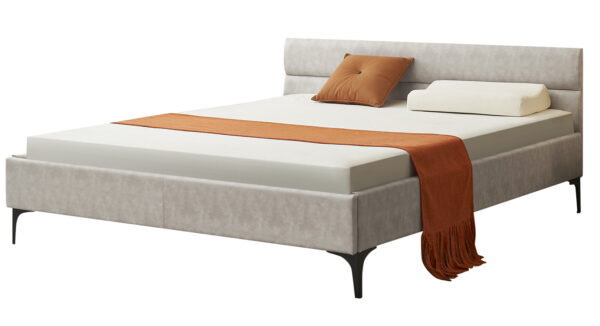 מיטה זוגית מעוצבת דגם Panini מרופדת בד בגוון אפור בהיר